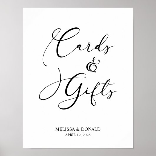 Black Modern Simple Script Wedding Card & Gifts Poster (Vorne)