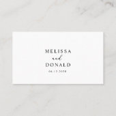 Black Modern Simple Script Wedding Escort Card Platzkarte (Rückseite)