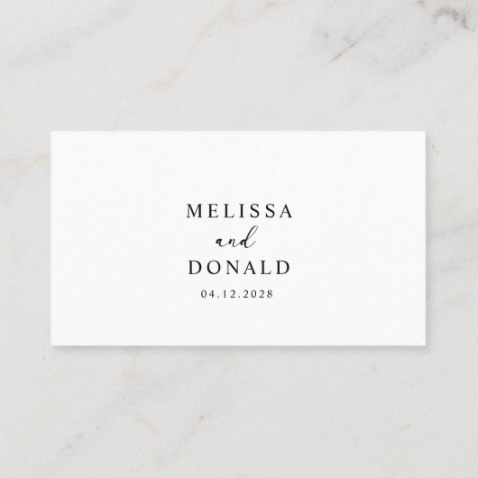 Black Modern Simple Script Wedding Escort Card Platzkarte (Rückseite)