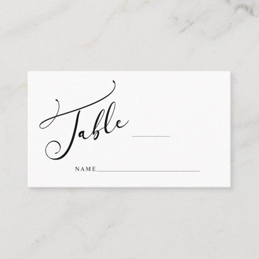 Black Modern Simple Script Wedding Escort Card Platzkarte (Vorderseite)