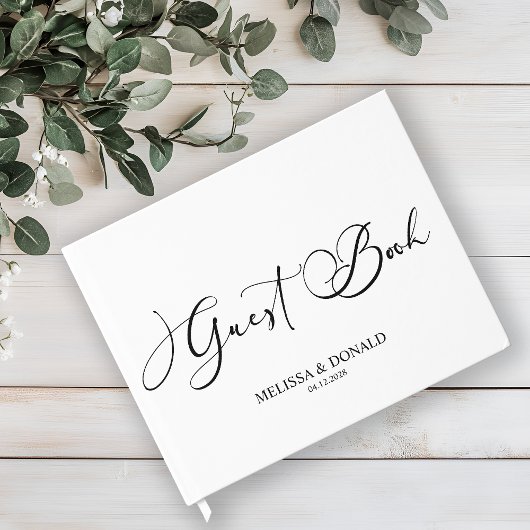 Black Modern Simple Script Wedding Gästebuch