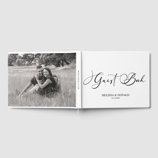 Black Modern Simple Script Wedding Gästebuch (Voll)