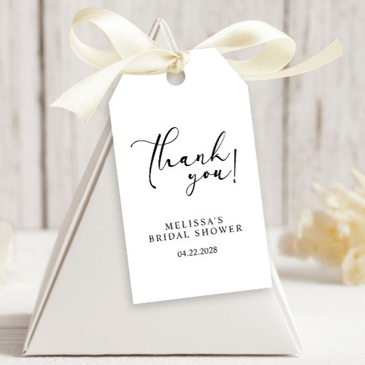Black Modern Simple Script Wedding Geschenkanhänger