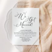 Black Modern Simple Script Wedding Just Married Einladung