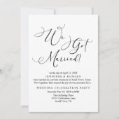 Black Modern Simple Script Wedding Just Married Einladung (Vorderseite)
