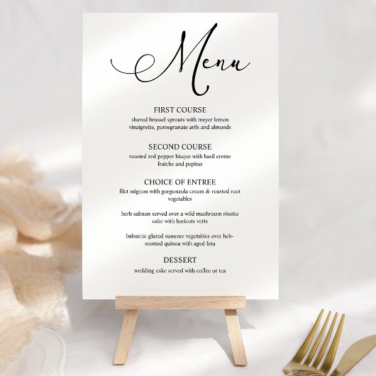 Black Modern Simple Script Wedding Menu Menükarte