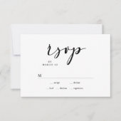 Black Modern Simple Script Wedding RSVP Card Karte (Vorderseite)
