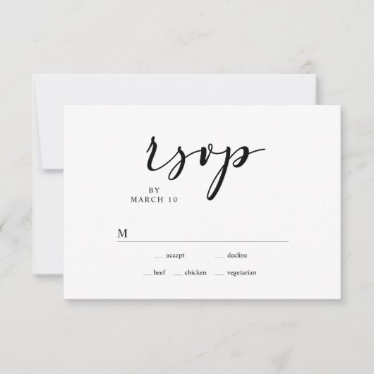 Black Modern Simple Script Wedding RSVP Card Karte (Vorderseite)