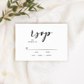 Black Modern Simple Script Wedding RSVP Card Karte