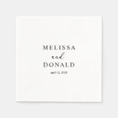 Black Modern Simple Script Wedding Serviette (Vorderseite)