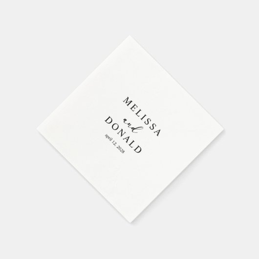 Black Modern Simple Script Wedding Serviette (Ecke)