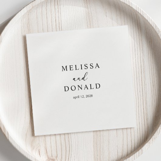 Black Modern Simple Script Wedding Serviette