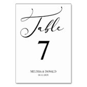 Black Modern Simple Script Wedding Tischnummer (Vorderseite)