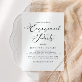 Black Modern Simple Script Wedding Verlobung Einladung