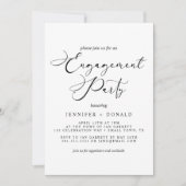 Black Modern Simple Script Wedding Verlobung Einladung (Vorderseite)