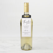 Black Modern Simple Script Wedding Vielen Dank Flaschenanhänger (Auf Flasche)