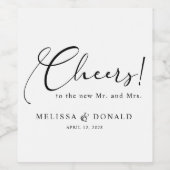 Black Modern Simple Script Wedding Weinetikett (Einzelnes Label)