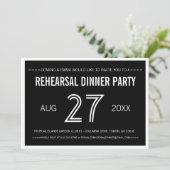 Black Modern Simple Wedding Probe Dinner Einladung (Stehend Vorderseite)