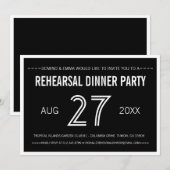 Black Modern Simple Wedding Probe Dinner Einladung (Vorne/Hinten)
