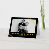 Black Modern Stripes Foto Frohes Neues Jahr (Vorderseite)