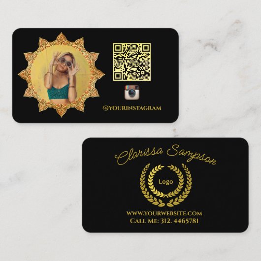 Black Modern Sun Logo Social Media Visitenkarte (Vorne/Hinten)