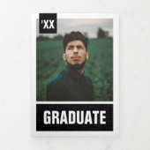 Black Modern Texture Foto Abschluss Dreifach Gefaltete Einladung (Cover)