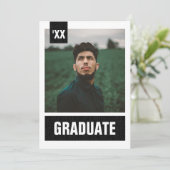 Black Modern Texture Foto Abschluss Einladung (Stehend Vorderseite)