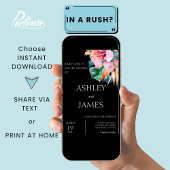 Black Modern Tropical Blume Greenerity Wedding Einladung