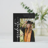 Black Modern Typografy Foto Abschluss Ankündigungspostkarte (Stehend Vorderseite)