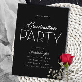 Black Modern Typografy Foto Graduation Party Einladung