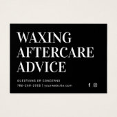 Black Modern Waxing Aftercare Card Hair Removal (Vorderseite)