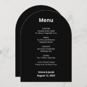 Black Modern Wedding Menu Card Einladung (Vorne/Hinten)
