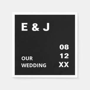 Black Modern Wedding Napkins Serviette