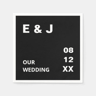 Black Modern Wedding Napkins Serviette