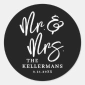 Black Modern Wedding Runder Aufkleber (Vorderseite)