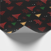 Black Modern Weihnachtsbaum und Schneeflocken Gesc Geschenkpapier (Ecke)