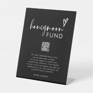 Black Modern Wünschwell Honeymoon Fund signalisier Sockelschild