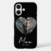 Black Mom Established Script Heart Photo Case-Mate iPhone Hülle (Rückseite)