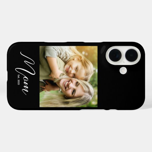 Black Mom Established Script Photo Case-Mate iPhone Hülle (Rückseite (Horizontal))