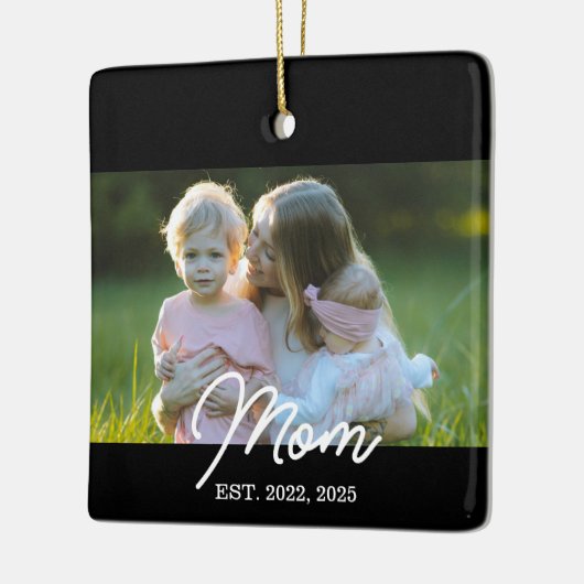 Black Mom Established Script Photo Keramikornament (Links)