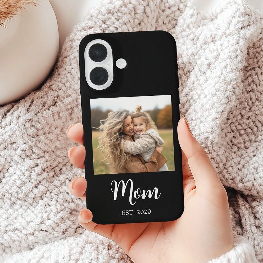 Black Mom Established Script Text and Photo Case-Mate iPhone Hülle