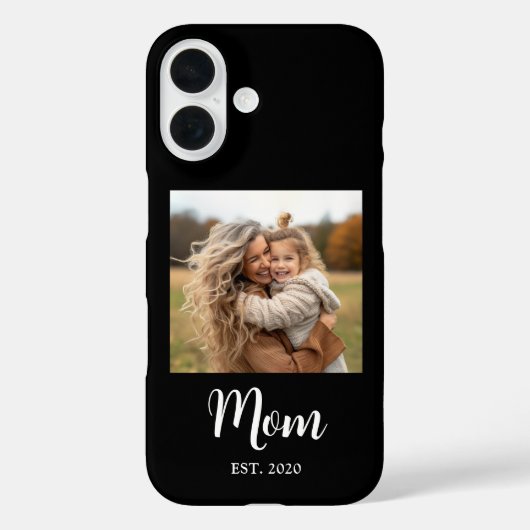 Black Mom Established Script Text and Photo Case-Mate iPhone Hülle (Rückseite)