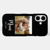 Black Mom Established Script Text and Photo Case-Mate iPhone Hülle (Rückseite (Horizontal))