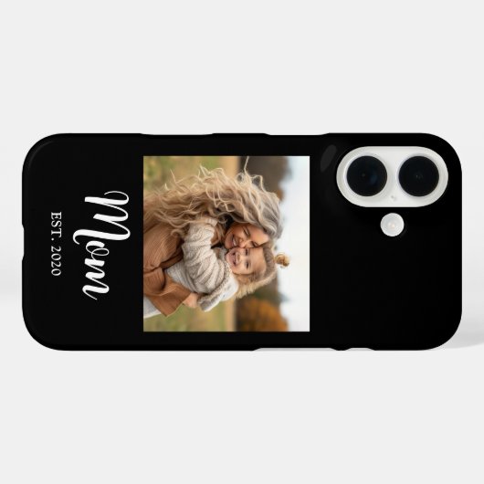 Black Mom Established Script Text and Photo Case-Mate iPhone Hülle (Rückseite (Horizontal))