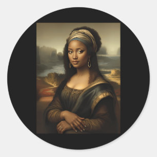 Black Mona Lisa African American Black History Mon Runder Aufkleber