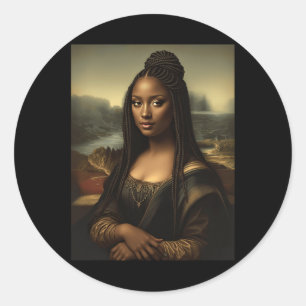 Black Mona Lisa African American Black History Mon Runder Aufkleber