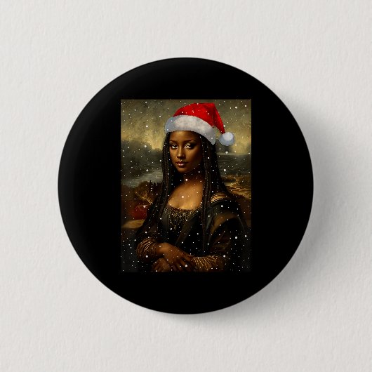 Black Mona Lisa African American Christmas Santa H Button (Vorderseite)