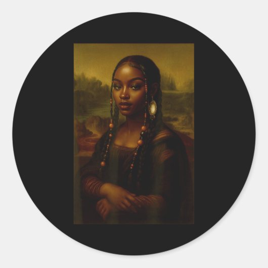 Black Mona Lisa Afro African American Melanin Blac Runder Aufkleber (Vorderseite)