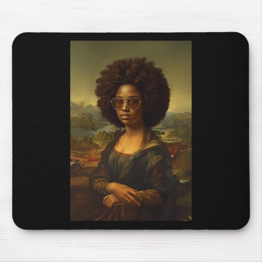 Black Mona Lisa Afro American Black History Mousepad (Vorne)