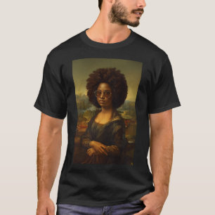 Black Mona Lisa Afro American Black History T-Shirt